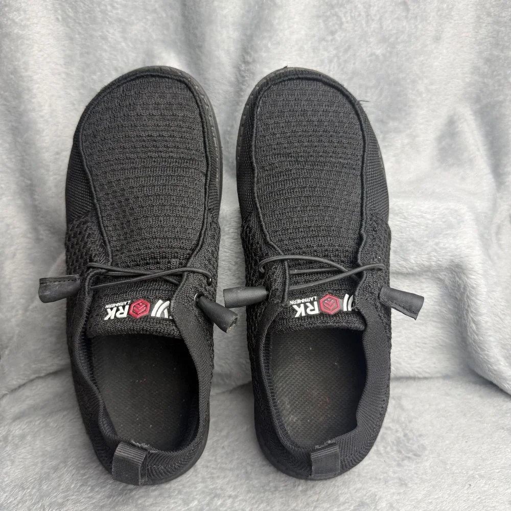 Larnmern Steel Toe Work Shoes Mens 7 Womens 8.5 Black Safety Slip On Loafers